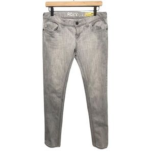 Roxy Gold Coast Skinny Jeans Juniors 11 Light Gray Stretch Denim 31.5” Inseam